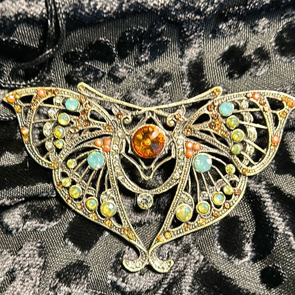 Austrian Crystal Butterfly Pin Brooche Papillon - Picture 3 of 5